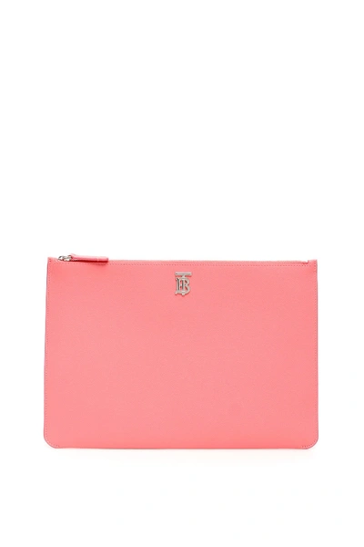 Shop Burberry Tb Logo Phyllis Pouch In Candy Floss