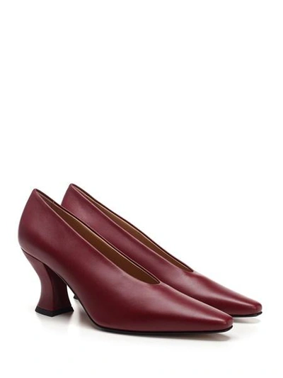 Shop Bottega Veneta Burgundy Nappa Leather Pumps In Nero