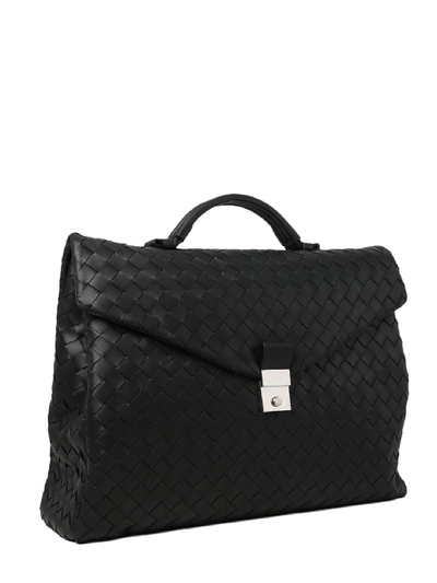 Shop Bottega Veneta Business Leather Bag In Black