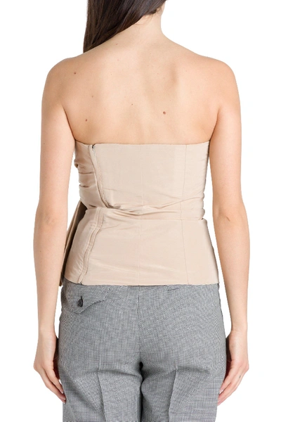 Shop Givenchy Bustier In Taffetà Con Fiocco Oversize In Beige