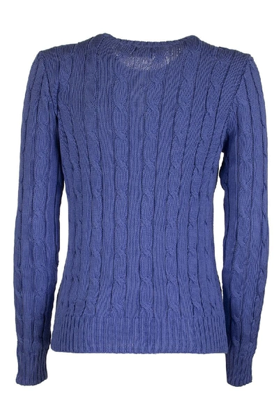 Shop Ralph Lauren Cable-knit Cotton Jumper In Bar Harbour Blue