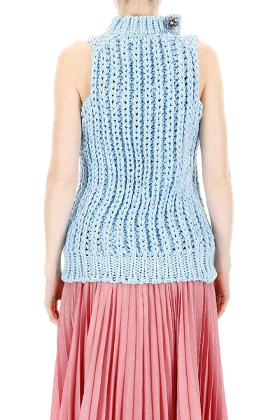 Shop Calvin Klein 205w39nyc Sleeveless Knit Top In Lt Blue