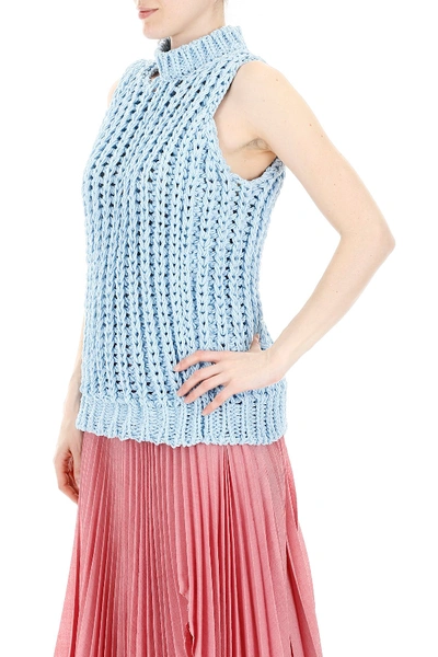 Shop Calvin Klein 205w39nyc Sleeveless Knit Top In Lt Blue