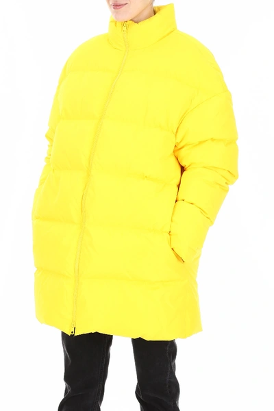 Shop Calvin Klein Established 1978 Maxi Puffer Jacket With Logo In Yellow Yellow Flag