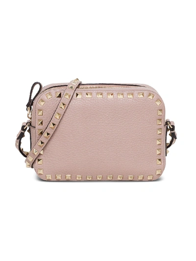 Shop Valentino Small Rockstud Leather Shoulder Bag In Pink