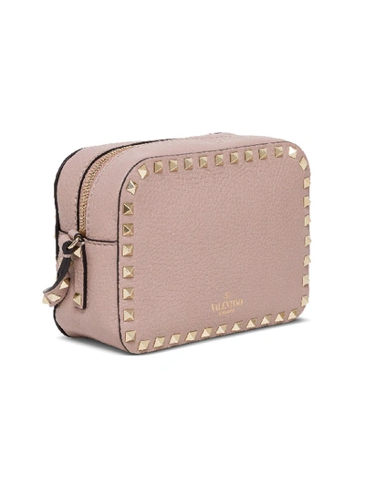 Shop Valentino Small Rockstud Leather Shoulder Bag In Pink