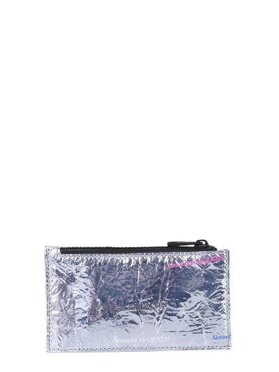 Shop Alexander Mcqueen Card Holder With Logo In Silver