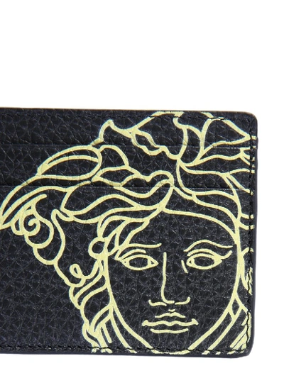 Shop Versace Card Holder With Medusa Logo In Black