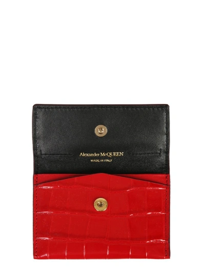 Shop Alexander Mcqueen Card Holder With Skull In Red