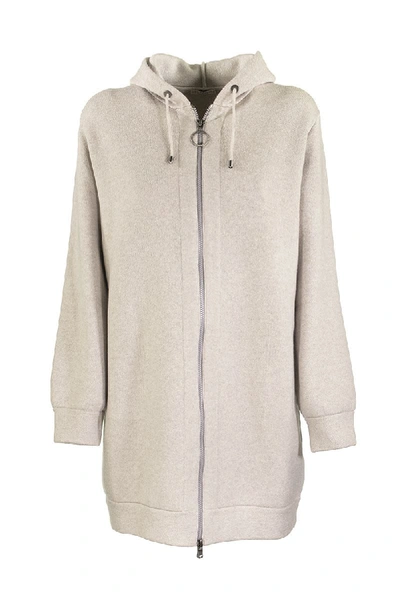 Shop Brunello Cucinelli Cardigan Sparkling Cashmere Double Knit Cardigan With Shimmer Zipper Pull In Ice