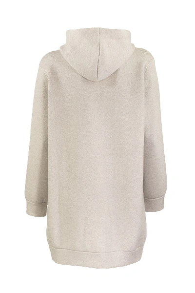 Shop Brunello Cucinelli Cardigan Sparkling Cashmere Double Knit Cardigan With Shimmer Zipper Pull In Ice