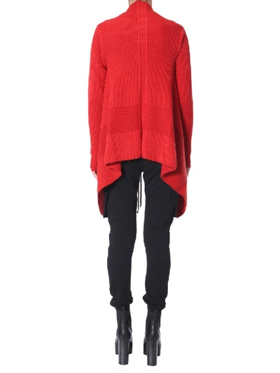 Shop Rick Owens Cardigan With Drapes In Red