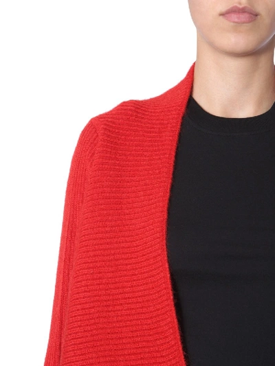 Shop Rick Owens Cardigan With Drapes In Red