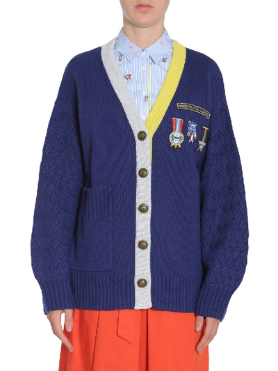 Shop Mira Mikati Cardigan With Scout Patch In Blue