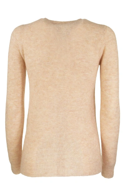 Shop Agnona Cashmere And Silk Crewneck In Cream