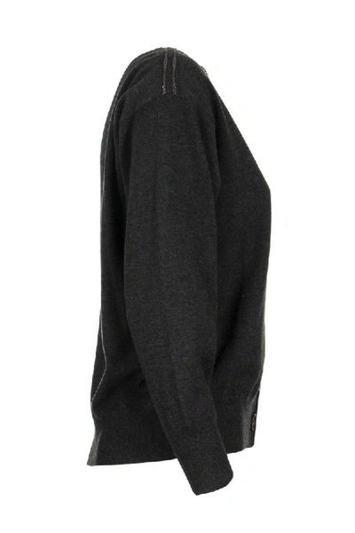 Shop Brunello Cucinelli Cashmere Cardigan With Shiny Shoulder Bands Lignite