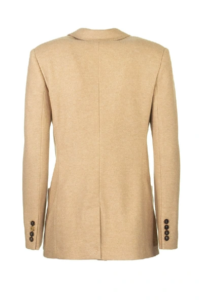 Shop Agnona Cashmere Double Breasted Jacket Blazer In Camel