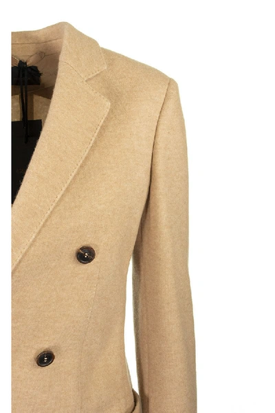 Shop Agnona Cashmere Double Breasted Jacket Blazer In Camel