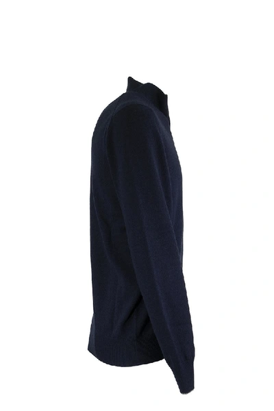 Shop Brunello Cucinelli Cashmere Mock Turtleneck Cardigan With Zipper In Ultramarine