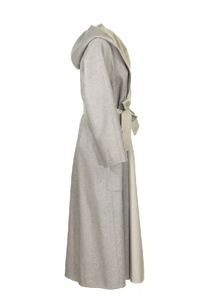 Shop Agnona Cashmere Reversible Coat In Grey/ivory