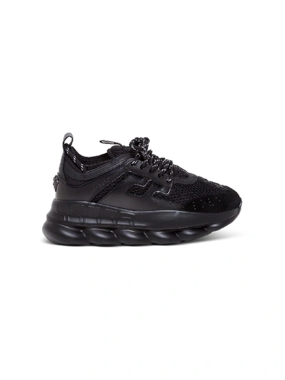 Shop Versace Chain Reaction Panelled Sneakers In Black