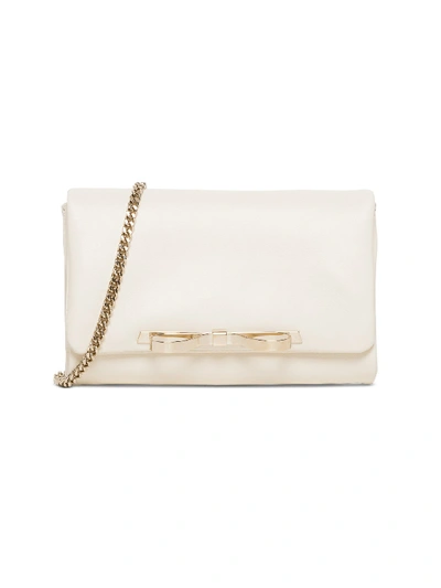 Shop Red Valentino Chain Shoulder Strap With Gold Bow In Beige