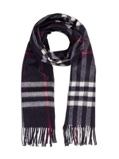 Shop Burberry Check Cashmere Scarf In Blu