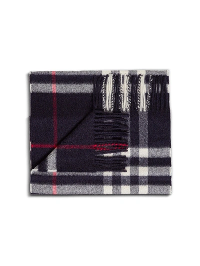 Shop Burberry Check Cashmere Scarf In Blu