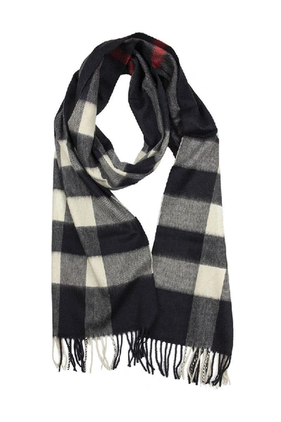 Shop Burberry Check Cashmere Scarf In Navy