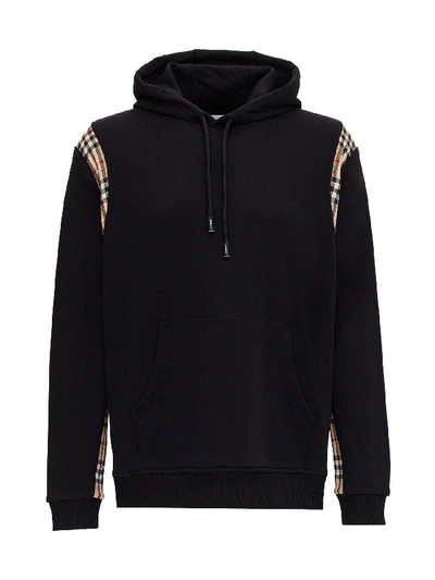 Shop Burberry Check Details Hoodie In Black