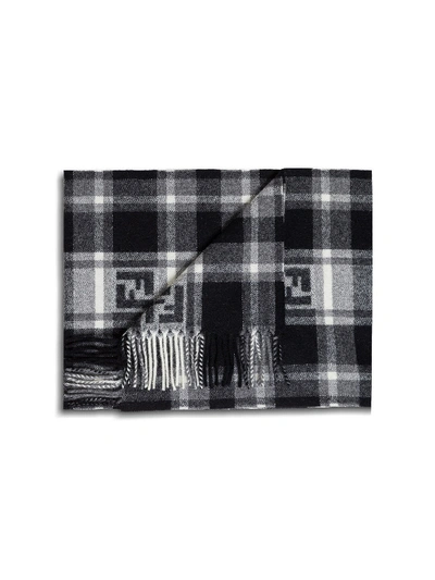 Shop Fendi Check Scarf With Logo In Black