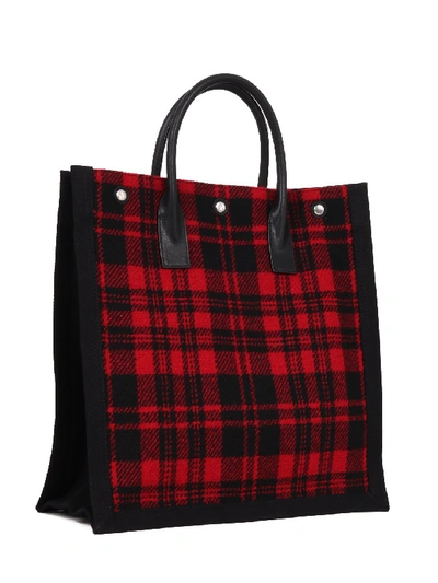 Shop Saint Laurent Checked Rive Gauche In Red