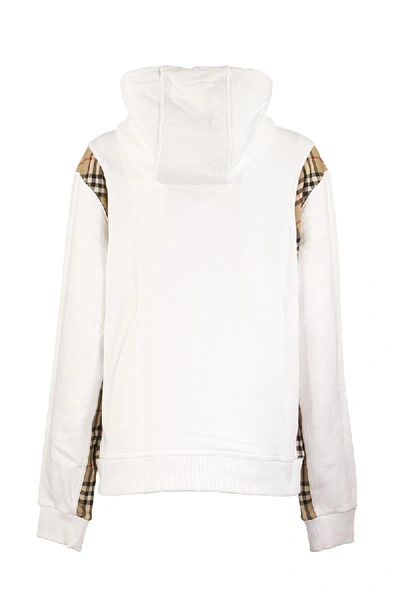 Shop Burberry Checker Vintage Check Panel Cotton Oversized Hoodie In White
