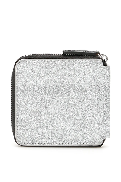 Shop Chiara Ferragni Flirting Glitter Ziparound Wallet In Silver