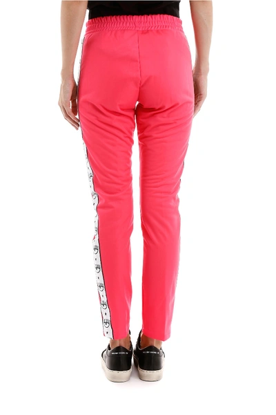 Shop Chiara Ferragni Logomania Trousers In Pink Fluo