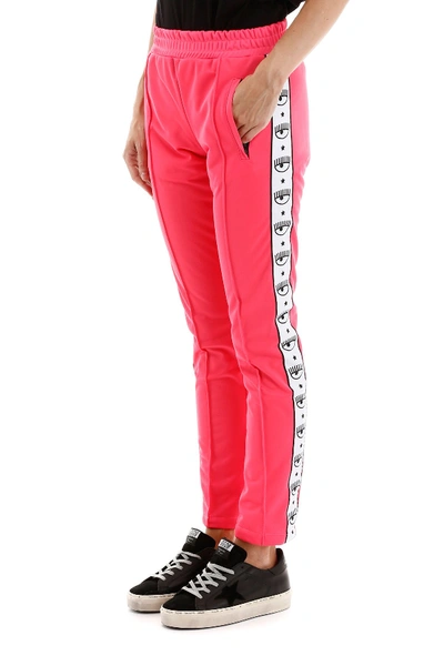 Shop Chiara Ferragni Logomania Trousers In Pink Fluo