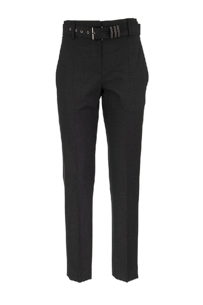 Shop Brunello Cucinelli Cigarette Trousers With Monili Belt Loops In Black