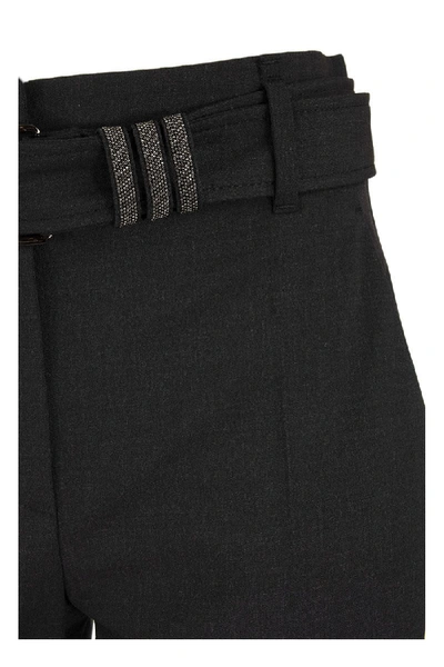 Shop Brunello Cucinelli Cigarette Trousers With Monili Belt Loops In Black