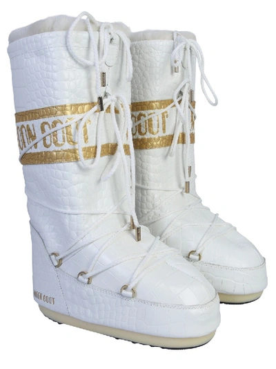 Shop Moon Boot Classic Low 50th Anniversary  Unisex In White