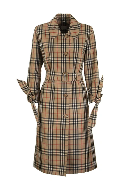 Shop Burberry Claygate Vintage Check Recycled Polyester Car Coat In Antique Yellow