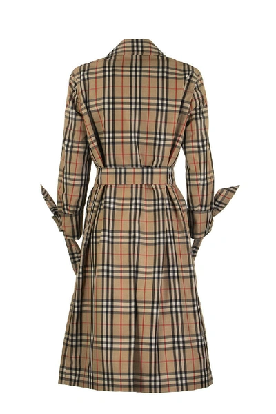 Shop Burberry Claygate Vintage Check Recycled Polyester Car Coat In Antique Yellow