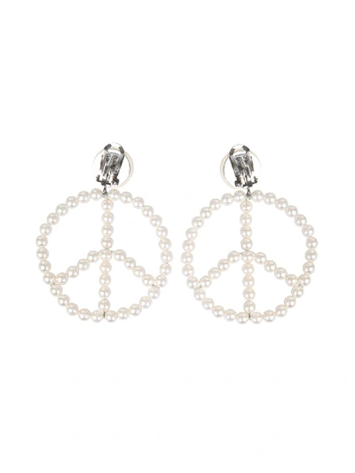 Shop Moschino Clip Earrings In White