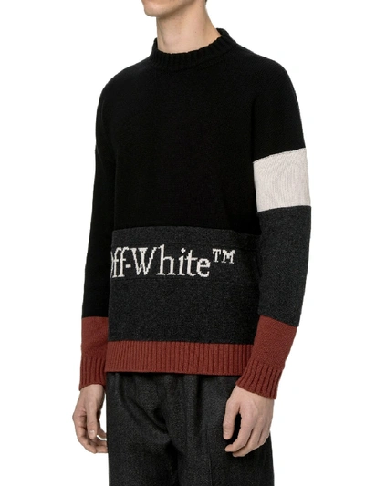 Shop Off-white Color-block Wool Jumper In Black