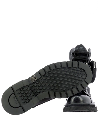 Shop Prada Combat Ankle Boot In Black Leather In Nero