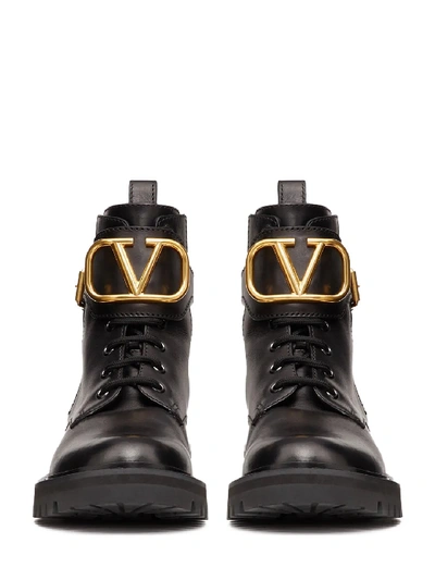 Shop Valentino Combat Boot Vlogo In Black