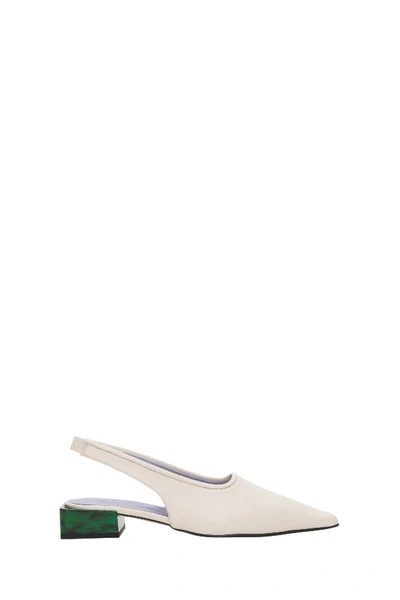 Shop Ganni Contrasting Heel Mule In White