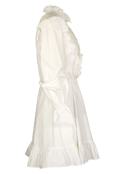 Shop Dondup Cotton Dress And Long Sleeves In White