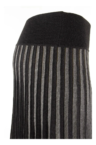 Shop Agnona Crepe Wool Pleated Skirt In Grey