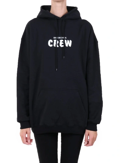 Shop Balenciaga Crew Hoodie Black