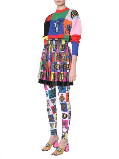 Shop Versace Crew Neck Sweater In Multicolour